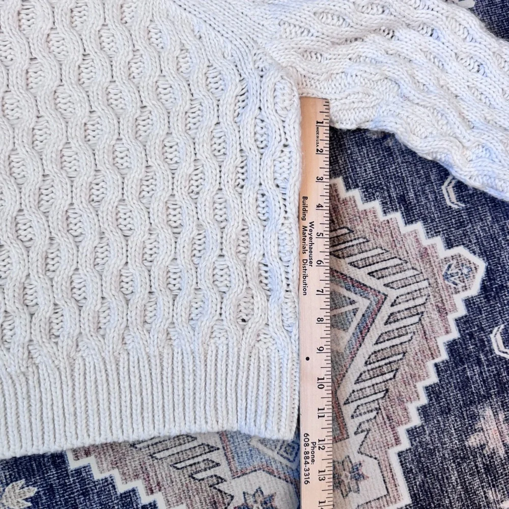 H&M Cable Knit Chunky Cropped Turtleneck Sweater Cream Women’s Size Small
